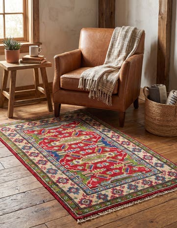 1' 11 x 3' 2 Hand Knotted Kazak Rug