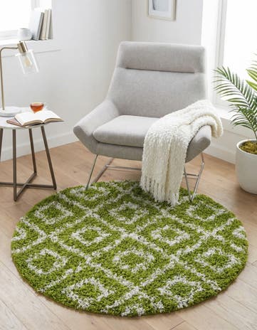 3' 3 x 3' 3 Lattice Shag Round Rug