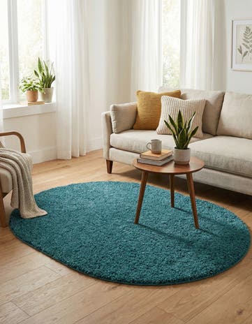4' x 6' Solid Shag Oval Rug