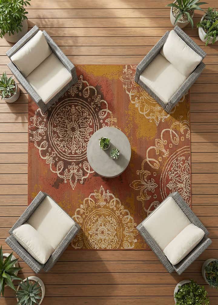6' x 6' Easy-Clean Modern Indoor / Outdoor Square Rug
