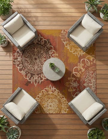 6' x 6' Easy-Clean Modern Indoor / Outdoor Square Rug