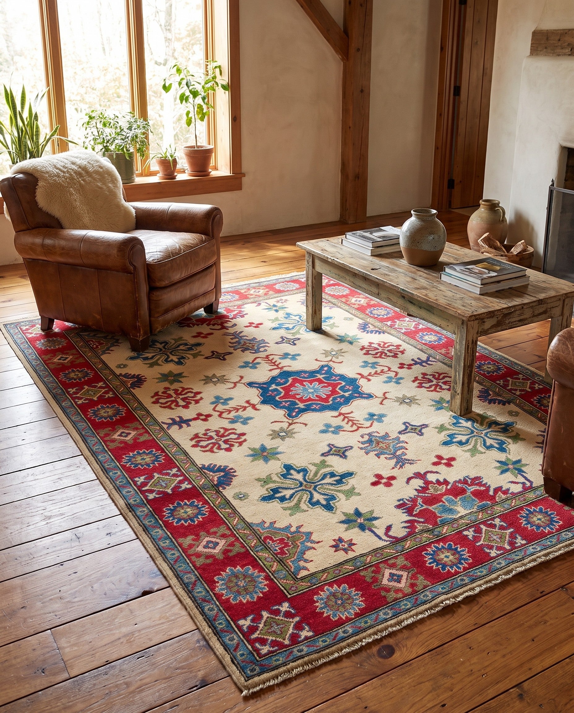 5' 1 x 7' Hand Knotted Kazak Rug