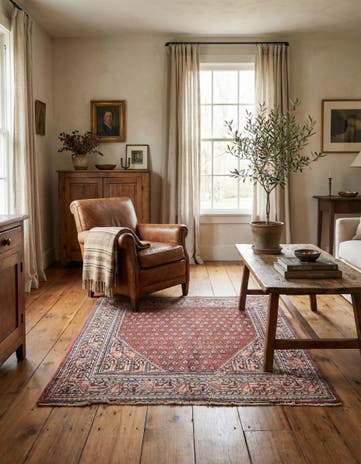 4' 3 x 4' 6 Hand Knotted Ultra Vintage Persian Wool Square Rug