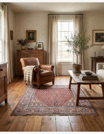 4' 3 x 4' 6 Hand Knotted Ultra Vintage Persian Wool Square Rug