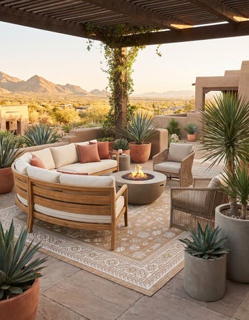 10' x 10' Easy-Clean Aztec Indoor / Outdoor Square Rug