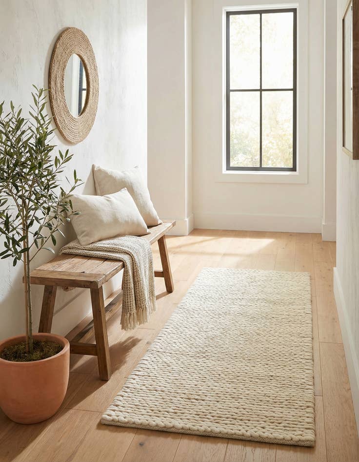 Detail image of 2' x 5' 1  Hand Woven Lana New Zealand Wool Runner Rug