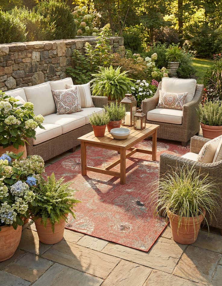 Detail image of 5' x 8' Washable Botanical Indoor / Outdoor Rug