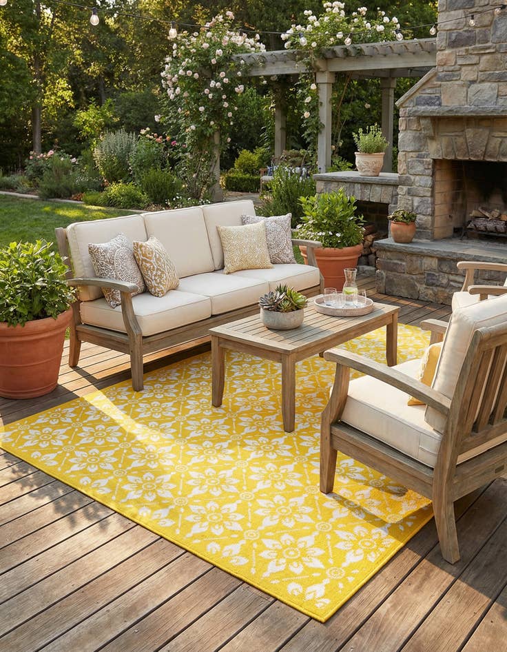 Detail image of 6' x 9' Washable Lattice Indoor / Outdoor Rug
