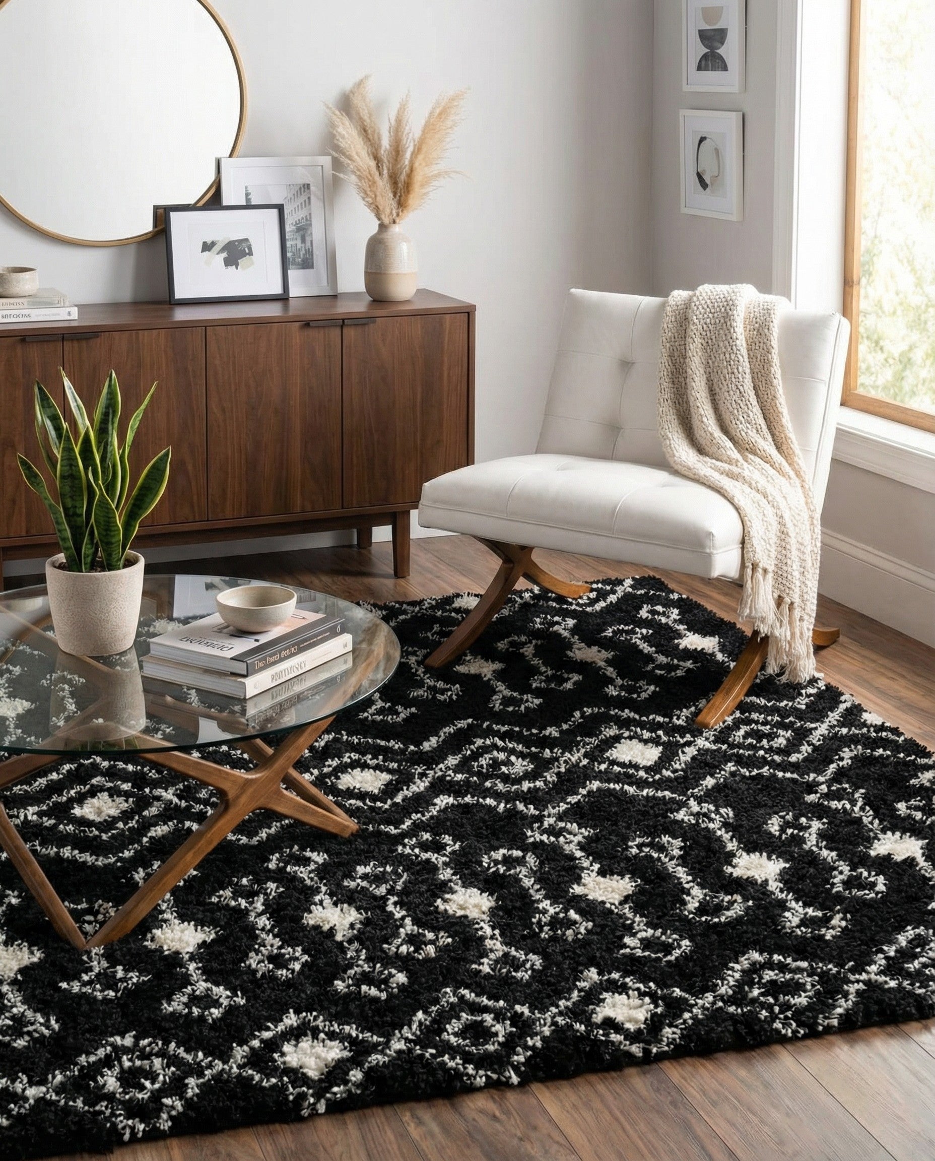 7' 10 x 7' 10 Moroccan Trellis Shag Square Rug