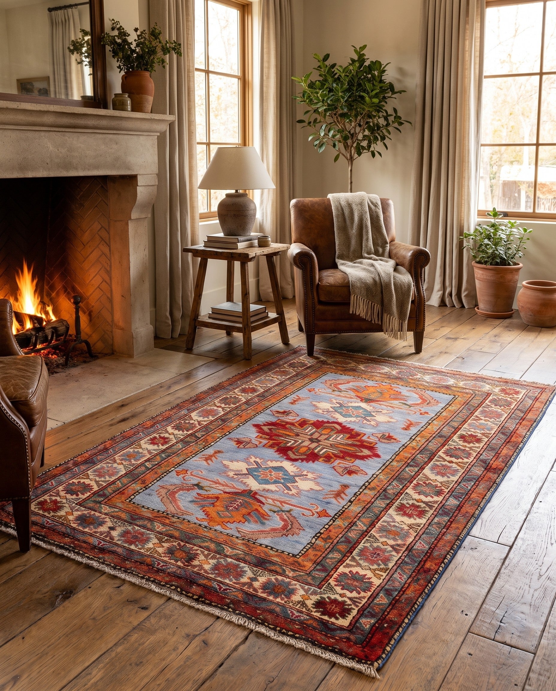 3' 5 x 5' 2 Hand Knotted Kazak Rug