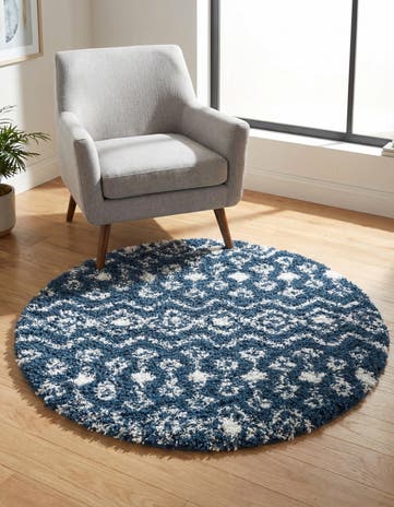4' x 4' Moroccan Trellis Shag Round Rug