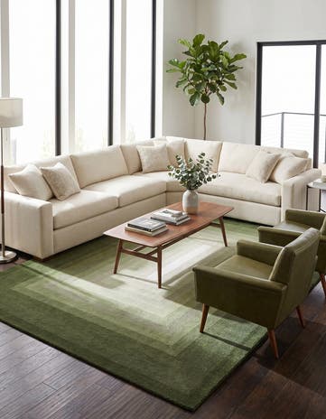 Green Ombre Wool Rug