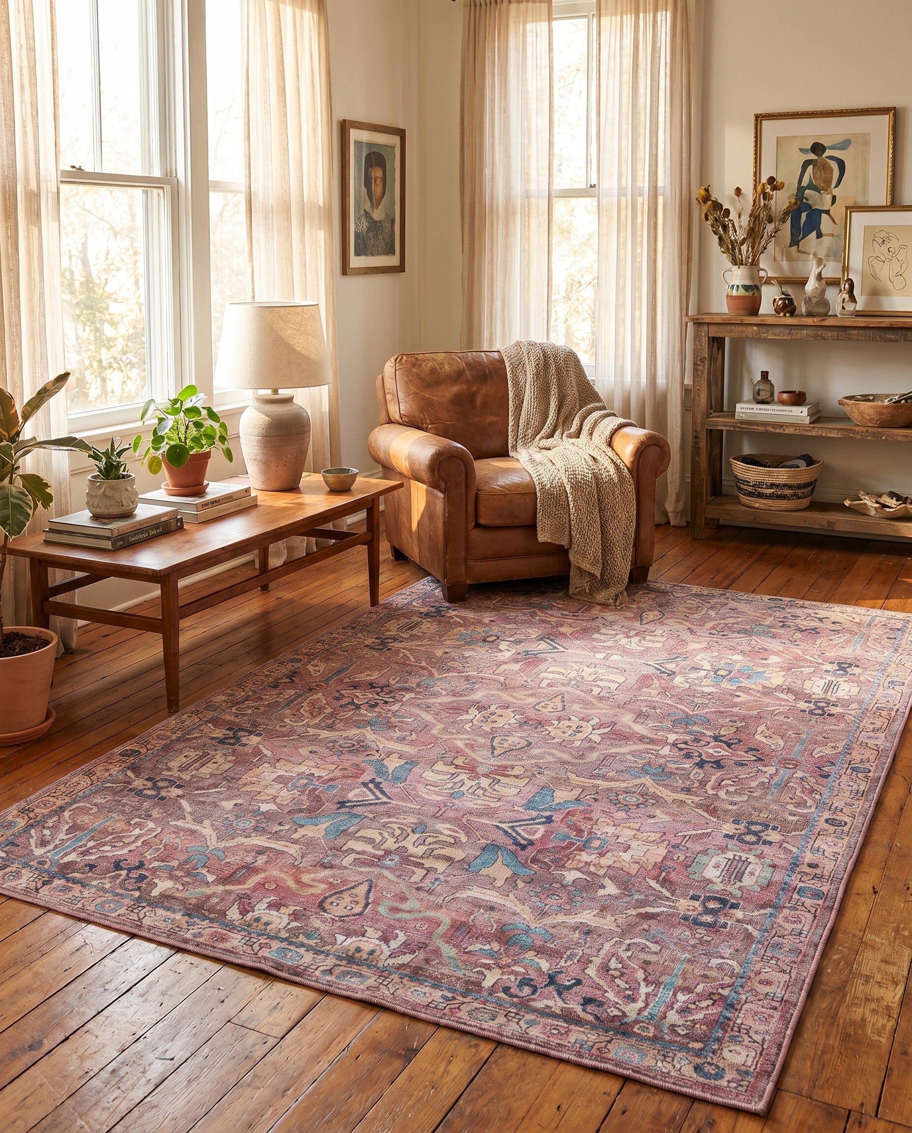 Pink Washable Nostalgia Rug