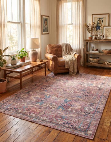 Pink Washable Nostalgia Rug