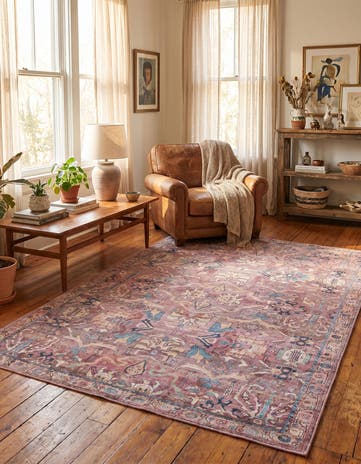 Pink Washable Nostalgia Rug