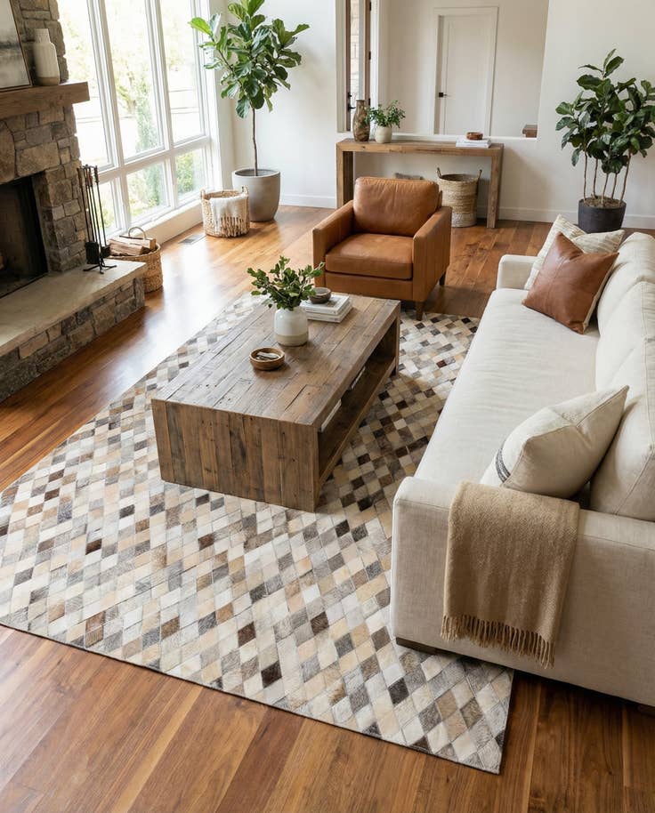 Detail image of 4' 9 x 6' 8 Cowhide Stocks Rug