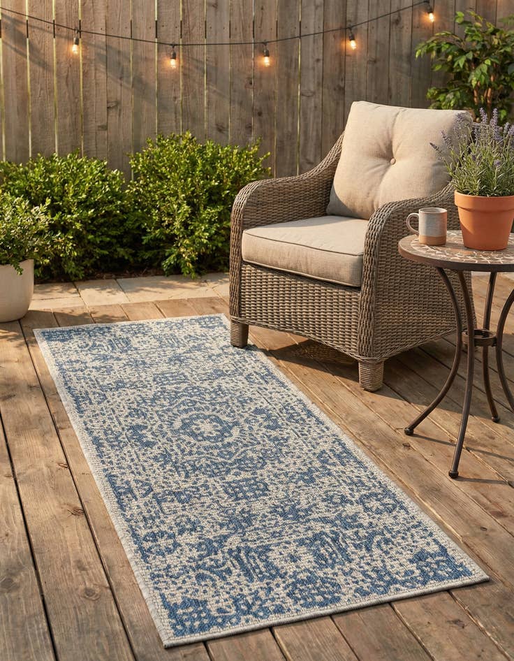 Detail image of 2' x 5'  Washable Traditional Indoor / Outdoor Runner Rug