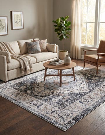 Linen Charcoal Washable Yara Square Rug
