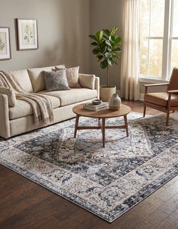Linen Charcoal Washable Yara Square Rug