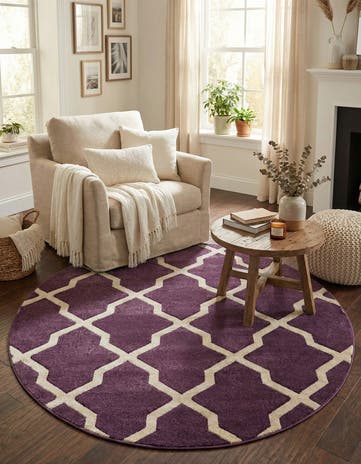 Dark Violet Lattice Round Rug