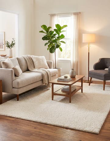 White Solid Shag Rug