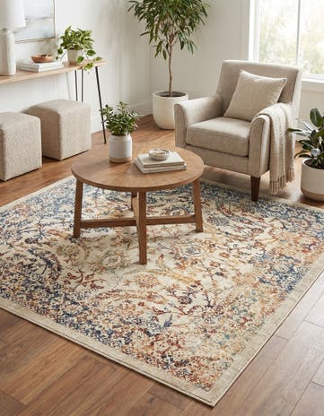 Beige Dahlia Square Rug