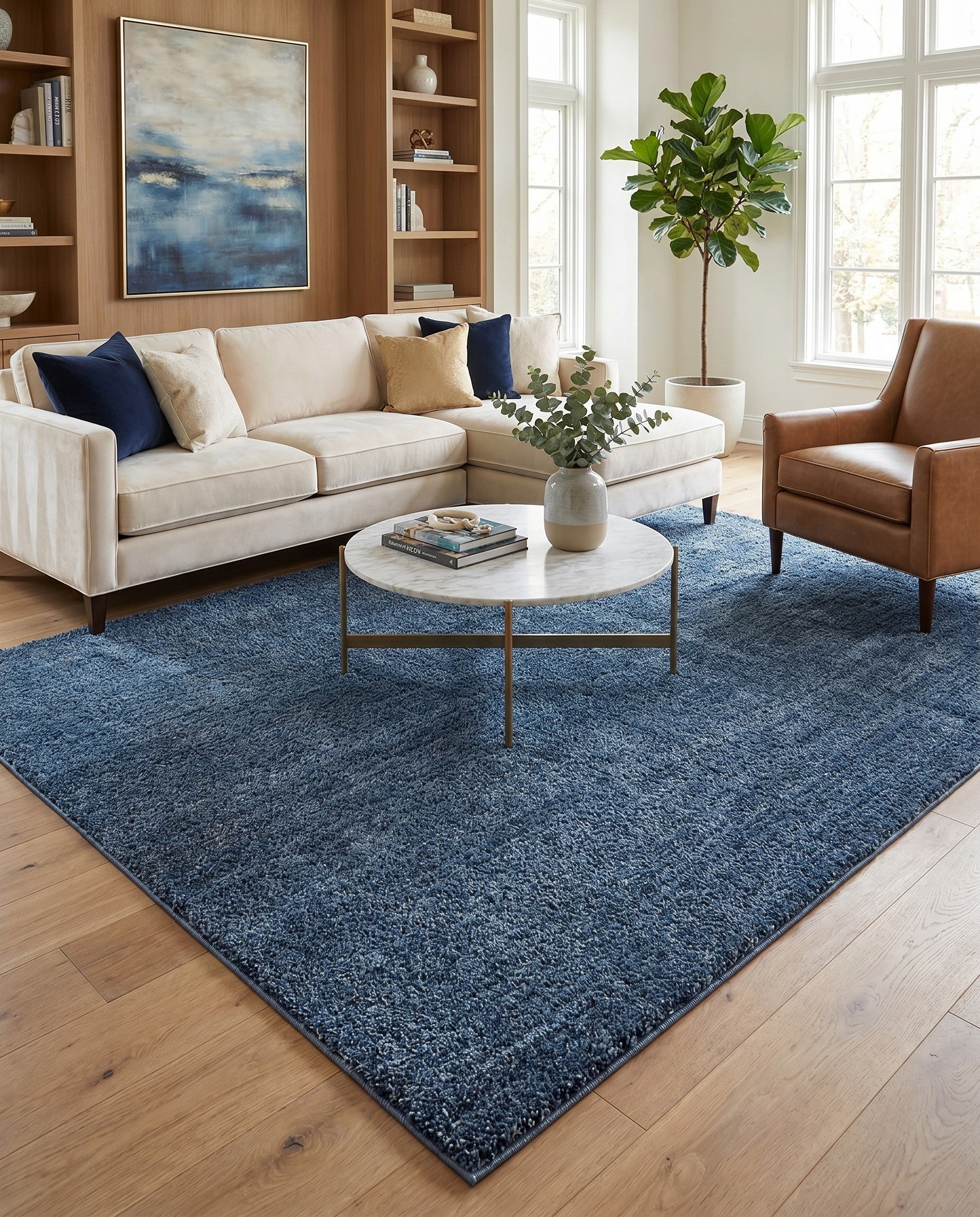 Blueberry Blue Jill Zarin Shaggy Chic Rug