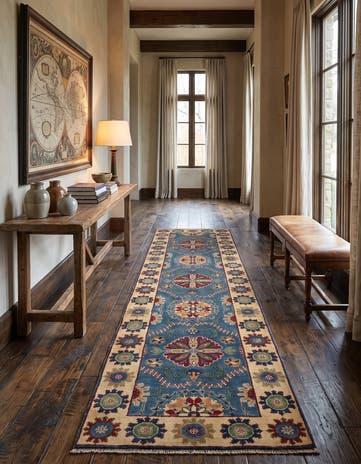 2' 9 x 9' 9 Hand Knotted Kazak Runner Rug