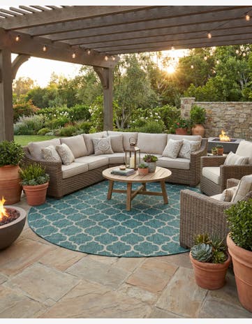 10' x 10' Easy-Clean Trellis Indoor / Outdoor Round Rug