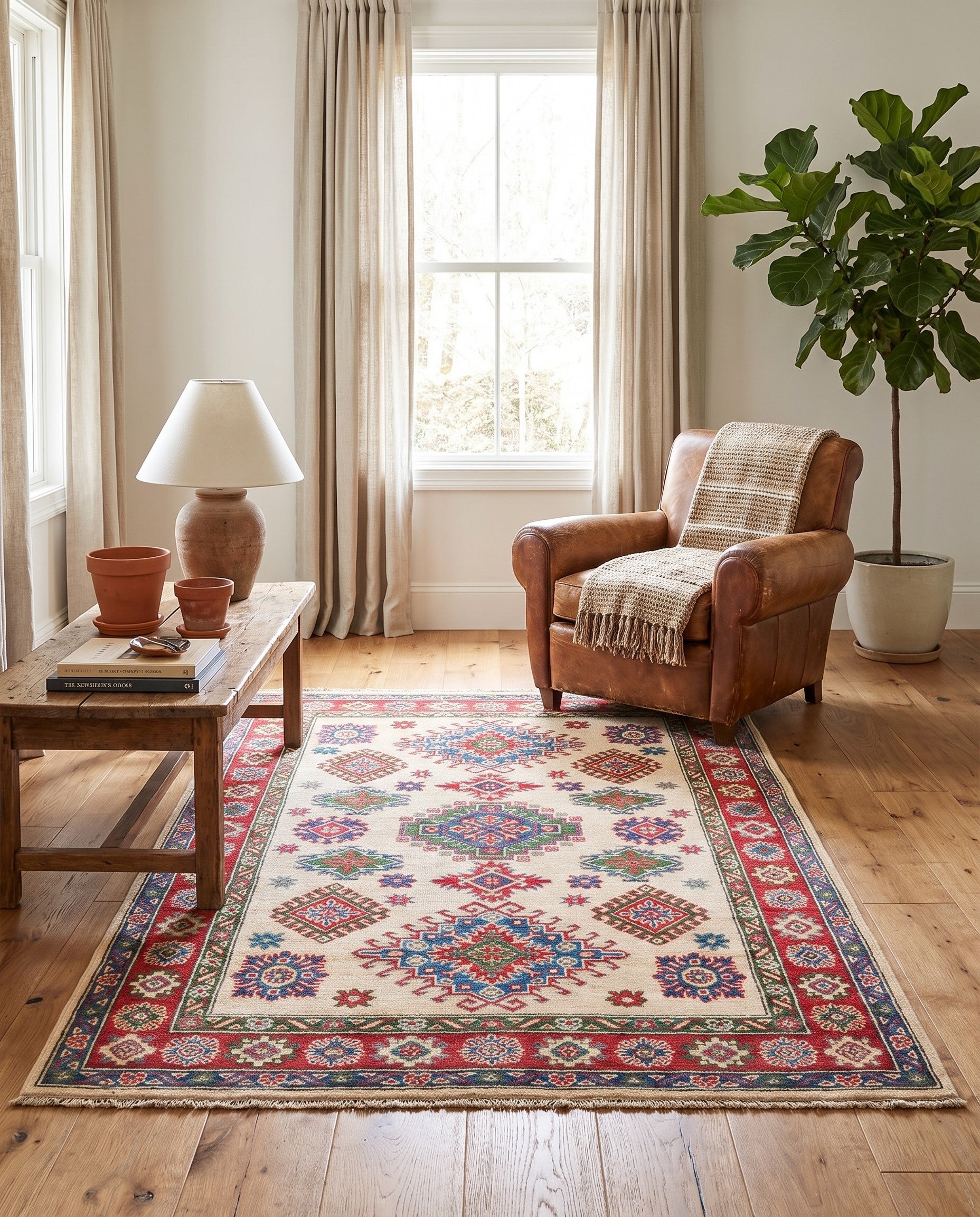 4' x 6' Hand Knotted Kazak Rug