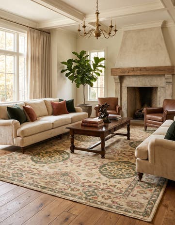 6' x 9' 4 Hand Knotted Ziegler Rug