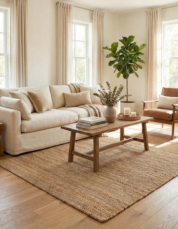 6' 1 x 9' Hand Woven Chunky Jute Rug
