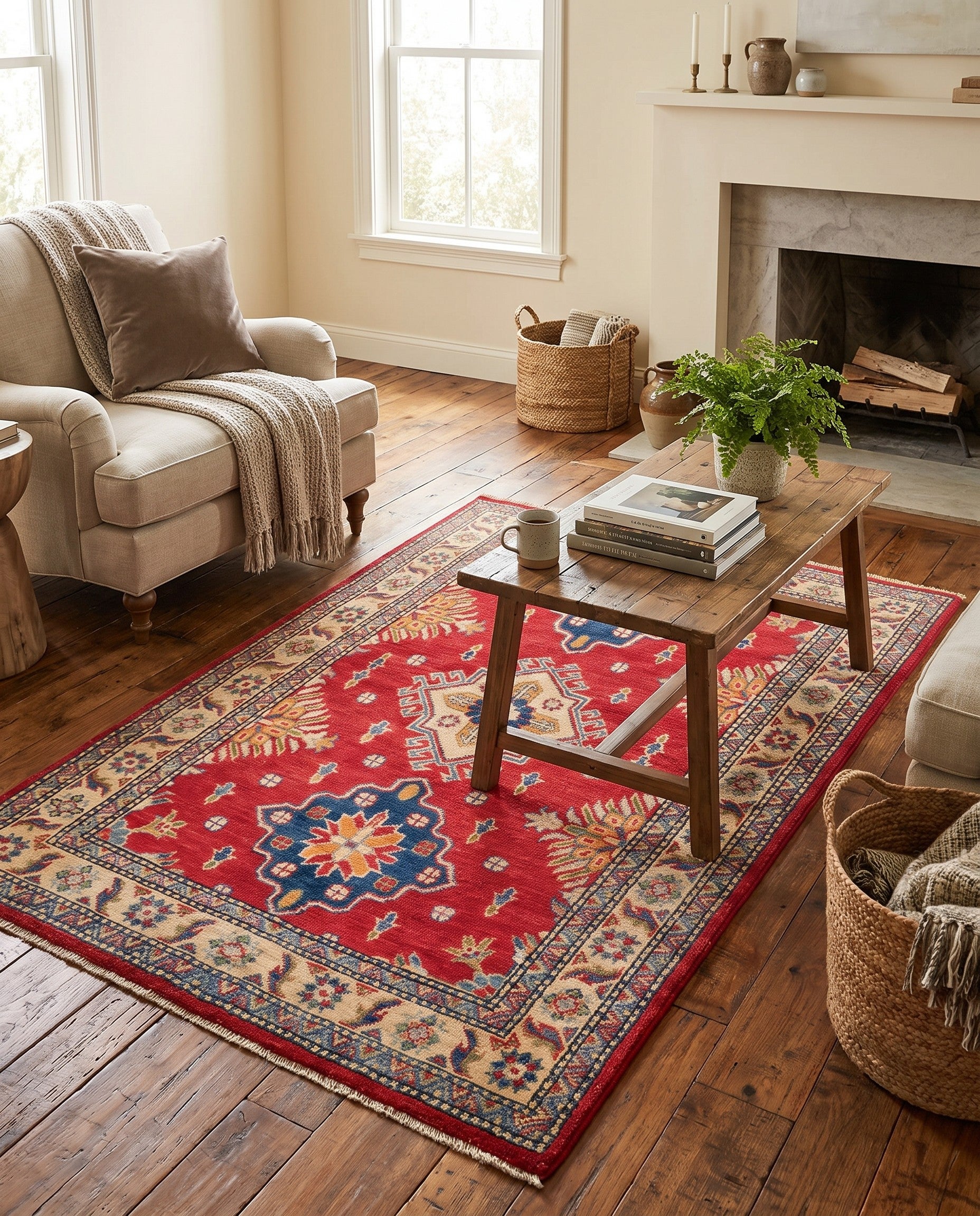 3' 3 x 4' 10 Hand Knotted Kazak Rug