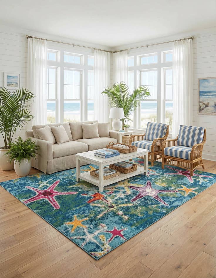 Detail image of 10' x 10'  Washable Capri Square Rug