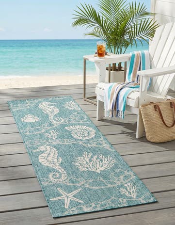 2' x 6' Easy-Clean Coastal Indoor / Outdoor Runner Rug