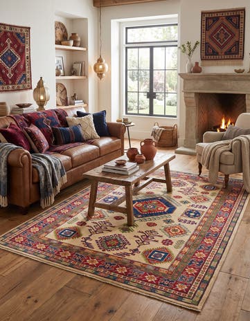 6' 8 x 9' 9 Hand Knotted Kazak Rug