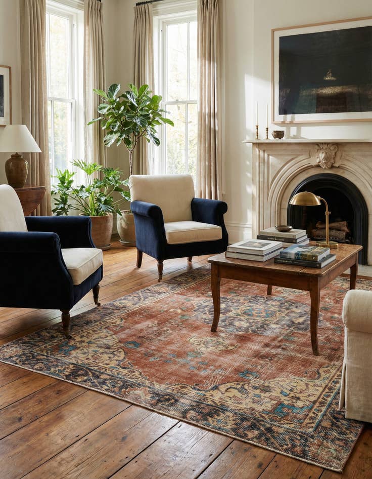 Detail image of 4' 3 x 7' 10 Hand Knotted Ultra Vintage Persian Wool Rug