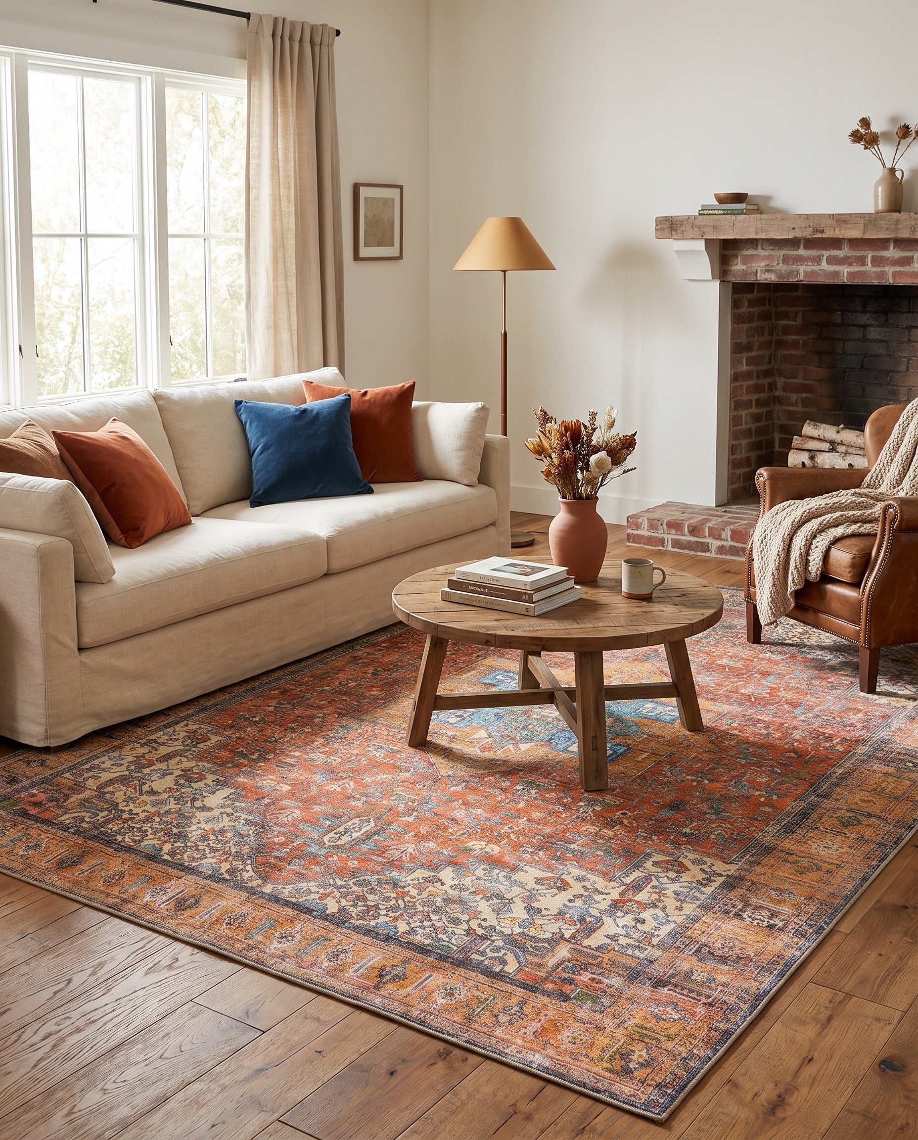 Rust Red Washable Timeless Rug