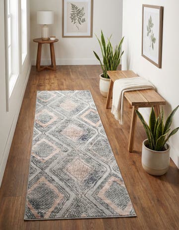 Gray Cream Caspian Runner Rug