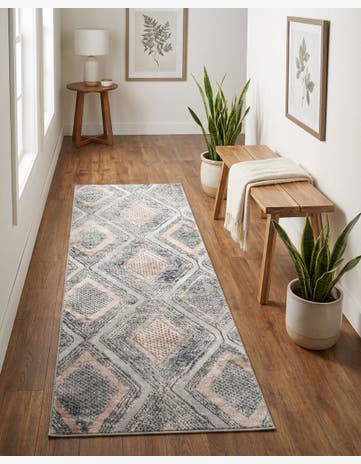Gray Cream Caspian Runner Rug