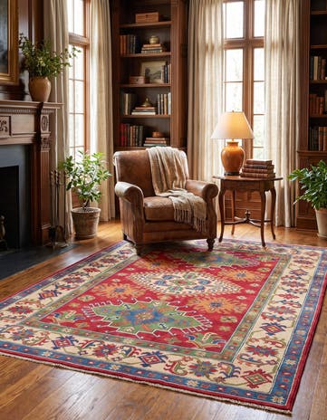 4' 11 x 7' 1 Hand Knotted Kazak Rug
