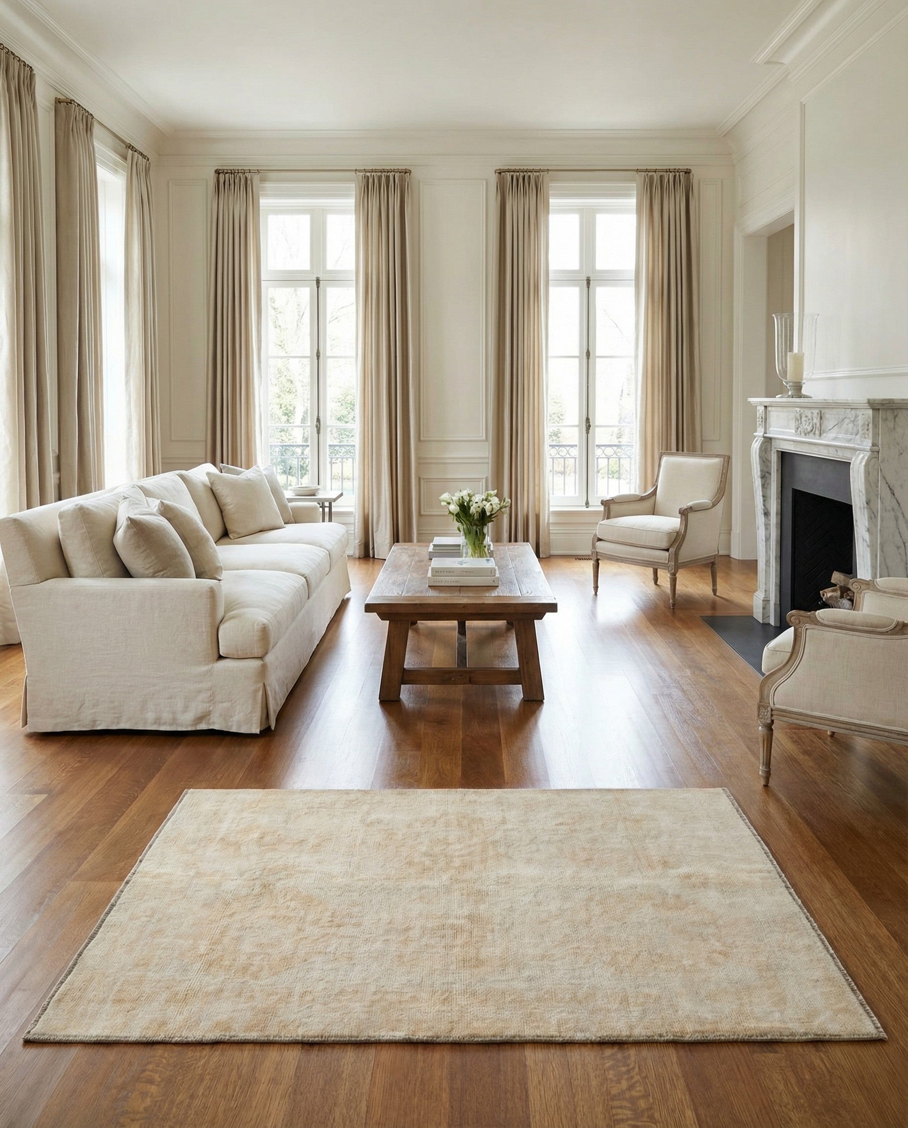 4' 1 x 6' 2 Hand Knotted Oushak Wool Rug