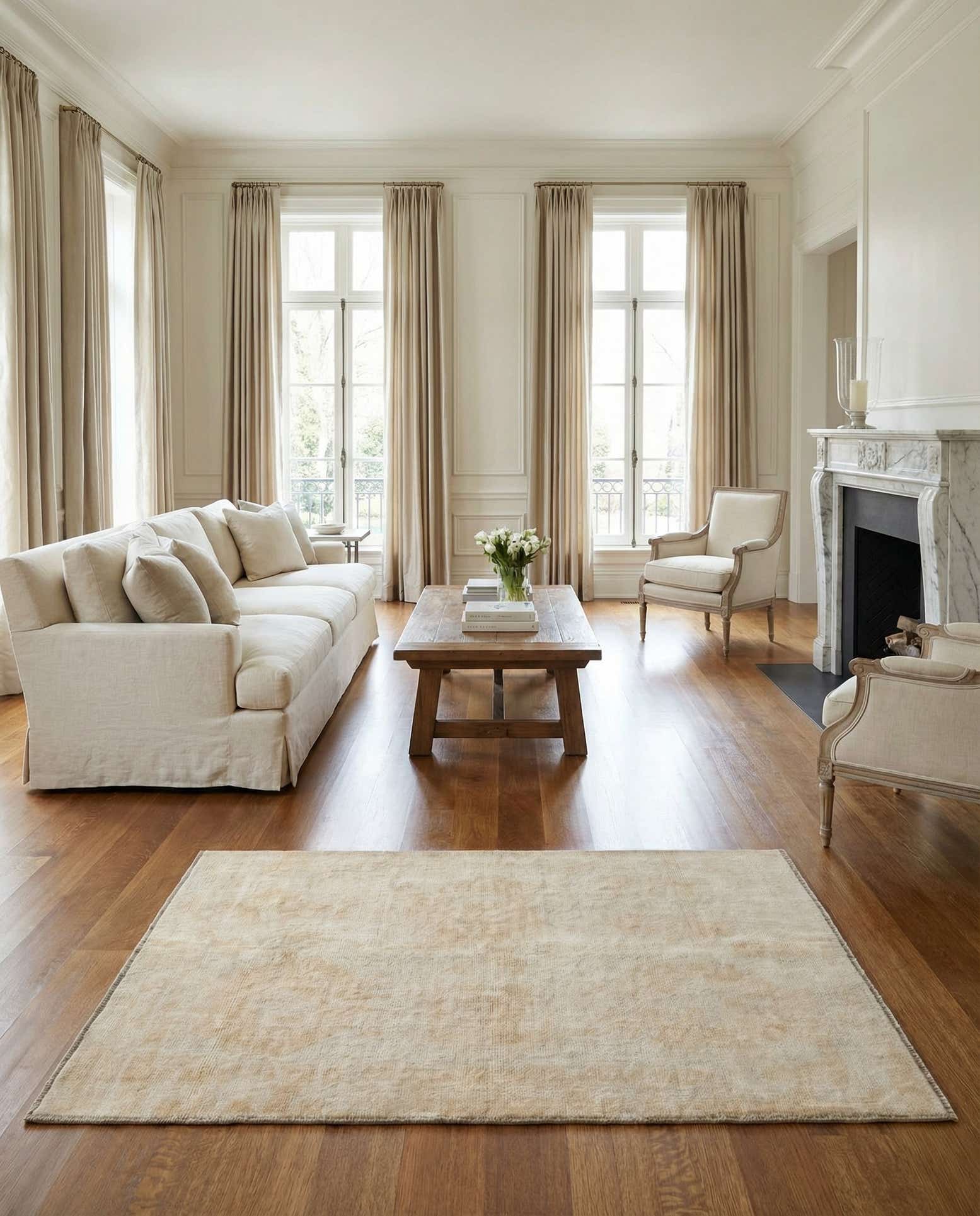 4' 1 x 6' 2 Hand Knotted Oushak Wool Rug