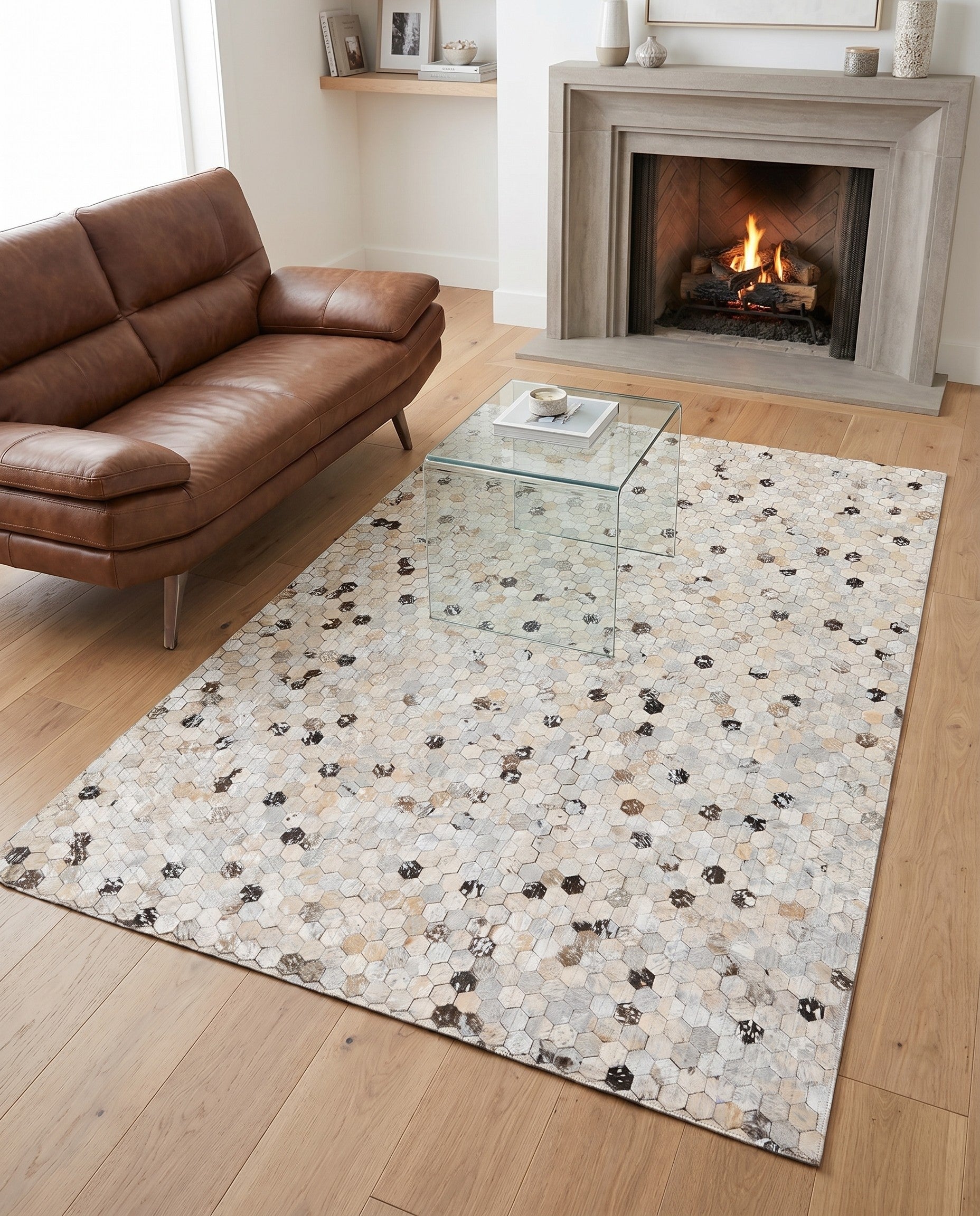 4' 1 x 5' 6 Cowhide Stocks Rug