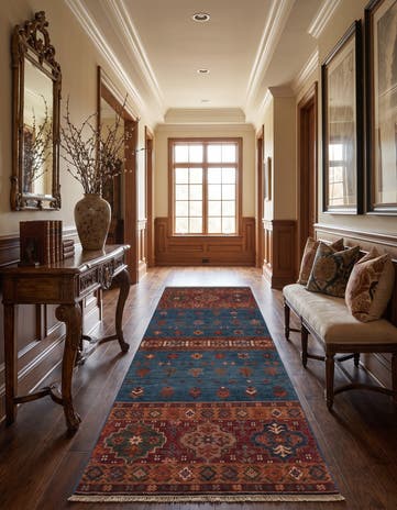 2' 5 x 7' 4 Hand Knotted Kazak Runner Rug