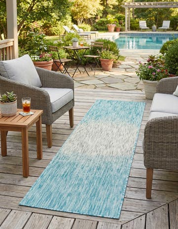 Aqua Easy-Clean Modern Indoor / Outdoor Runner Rug
