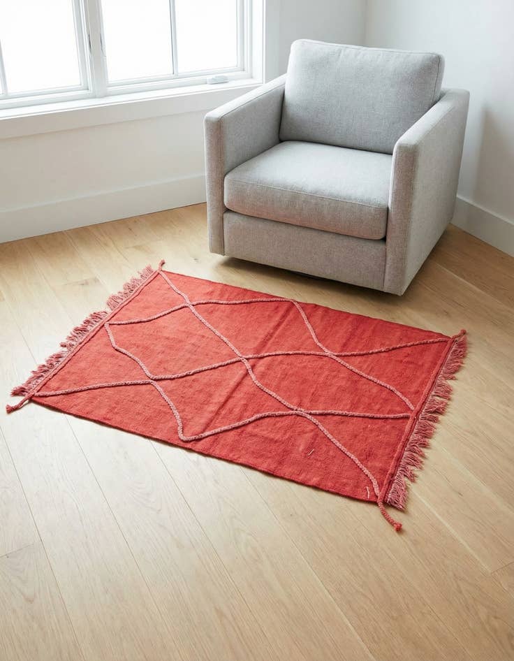 Detail image of 3' 6 x 4' 10 Hand Woven Kilim Modern Wool Rug