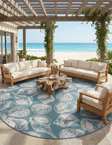 13' x 13' Easy-Clean Coastal Indoor / Outdoor Round Rug