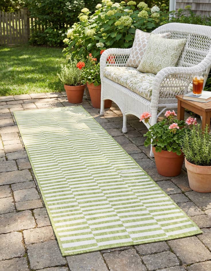 Detail image of 2' x 6' Easy-Clean Striped Indoor / Outdoor Runner Rug