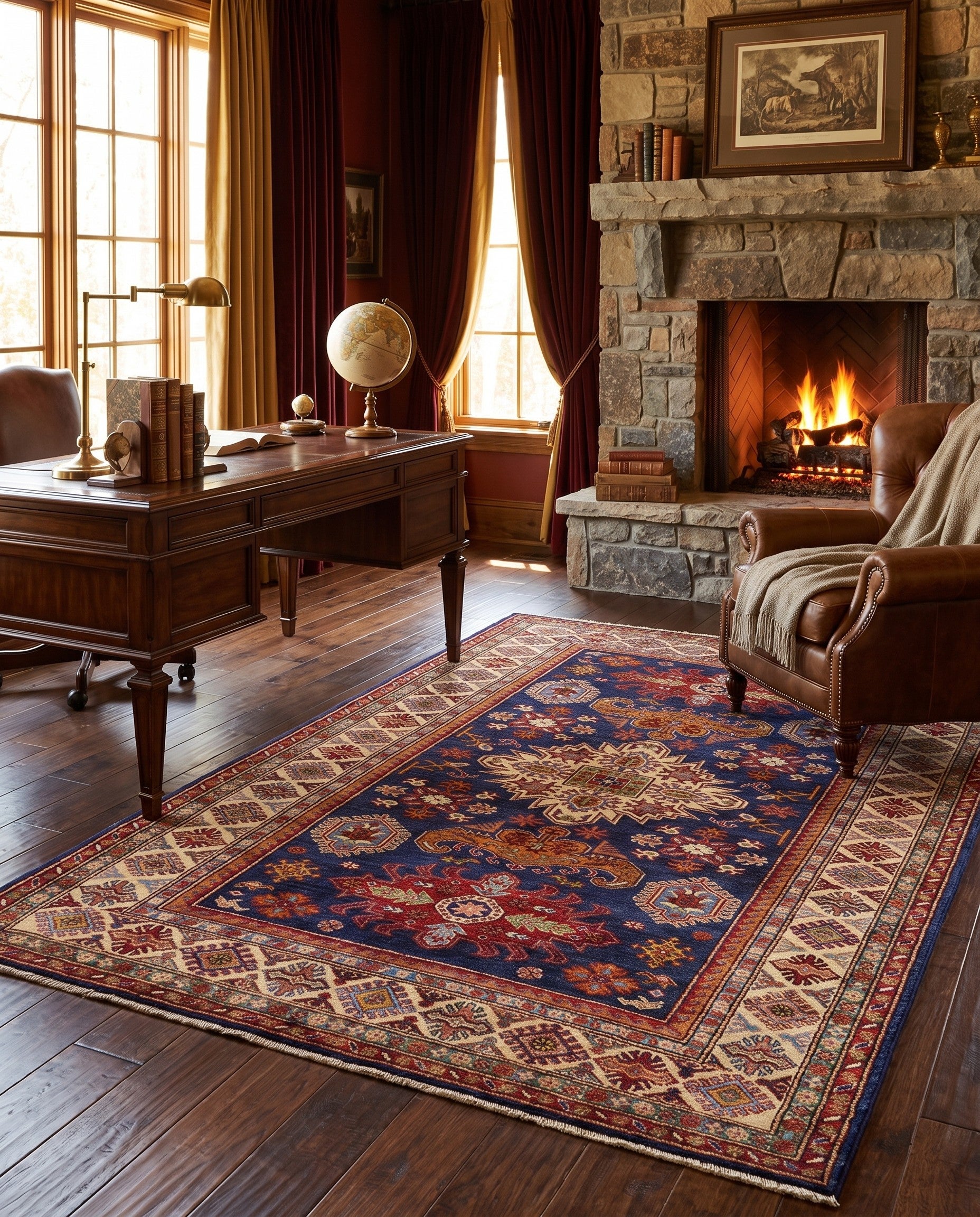 5' 7 x 8' 2 Hand Knotted Kazak Rug